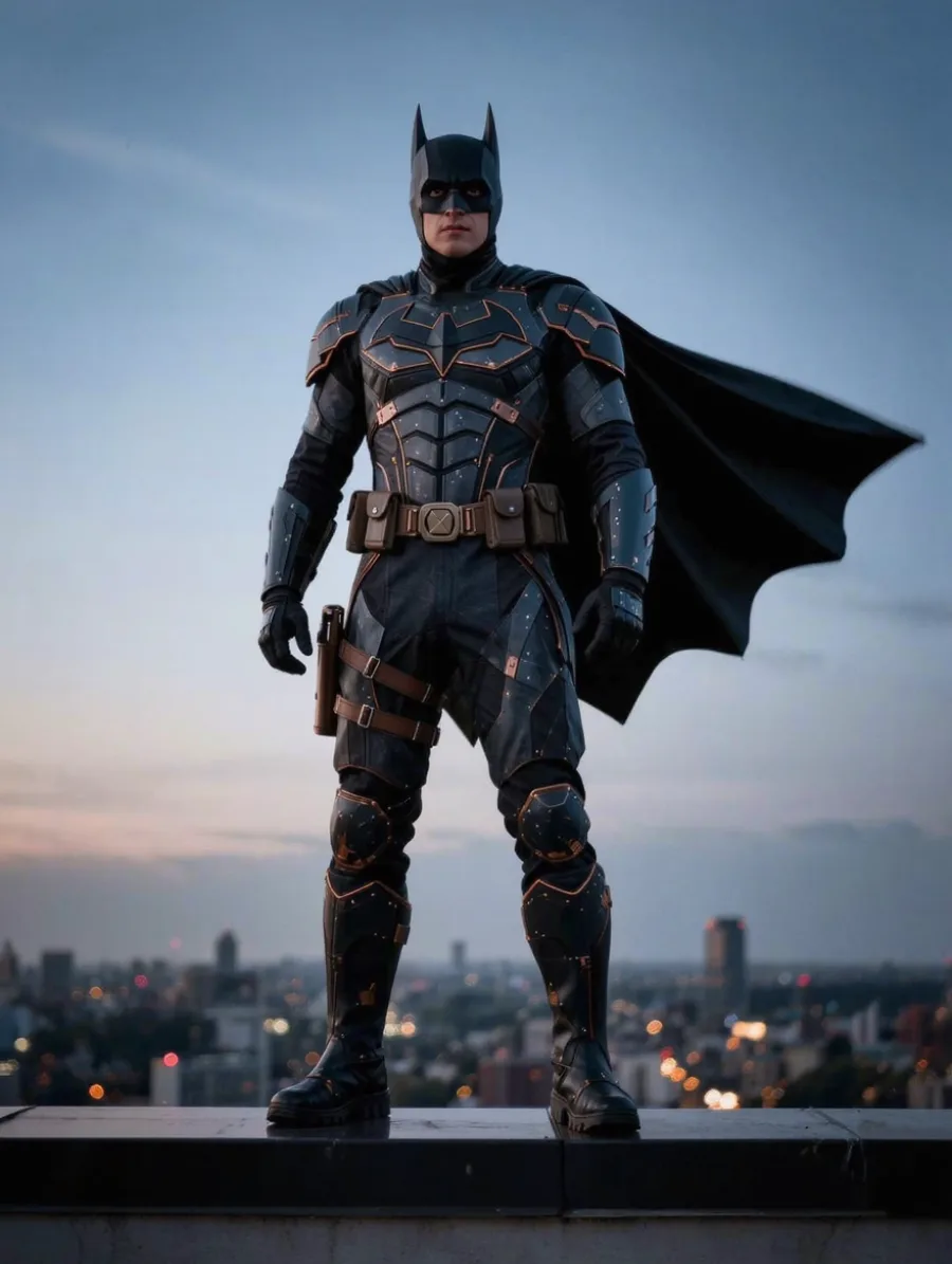 Generated cover illustrating invented heroic costume transformation.