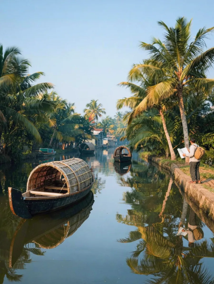 Generated cover illustrating kerala backwaters.