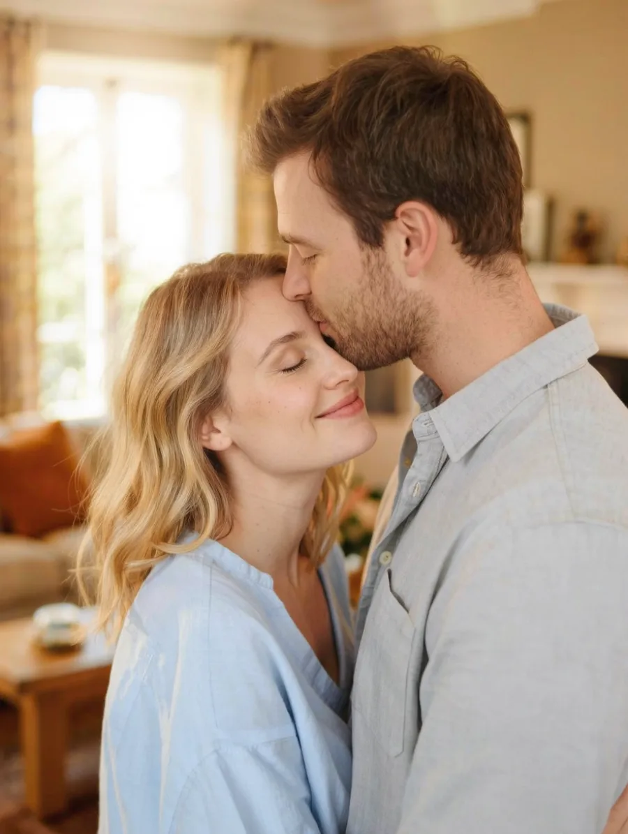 Generated cover illustrating forehead kiss.