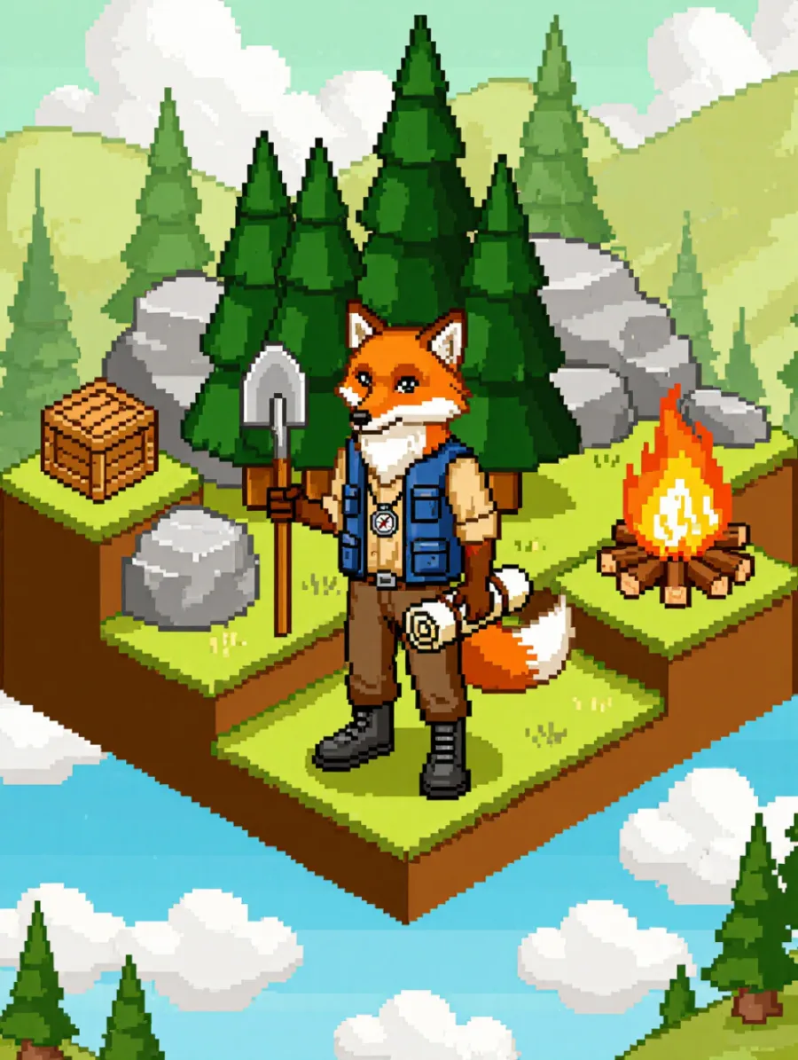 Generated cover illustrating isometric pixel art.