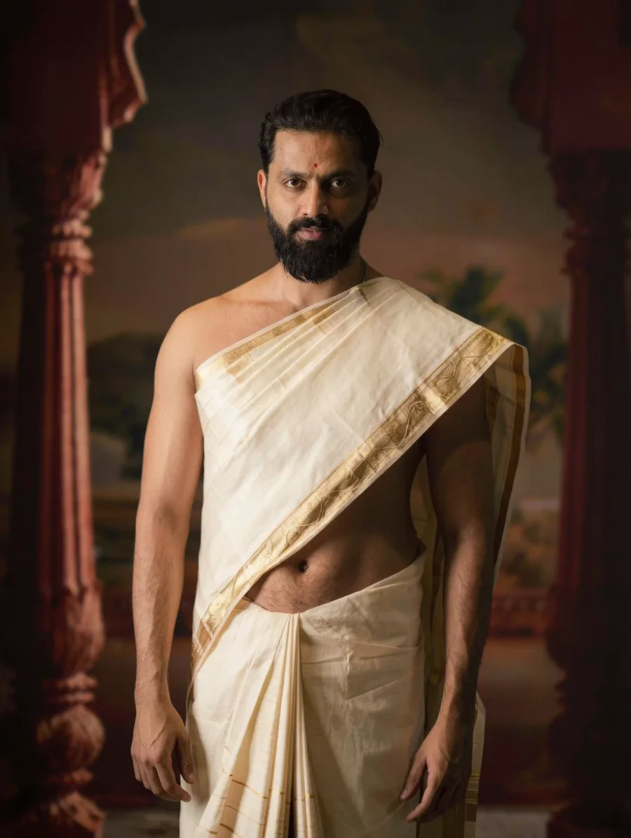 Generated cover illustrating kerala traditional outfit.