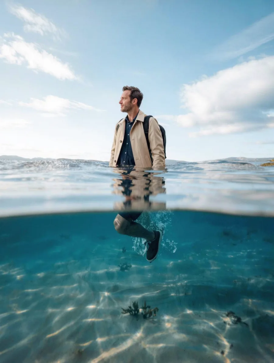 Generated cover illustrating half underwater view.