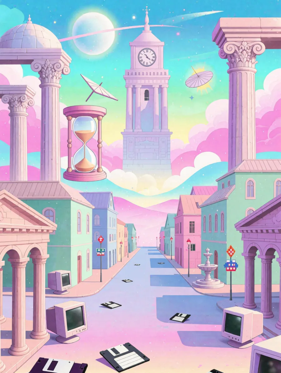Generated cover illustrating vaporwave.